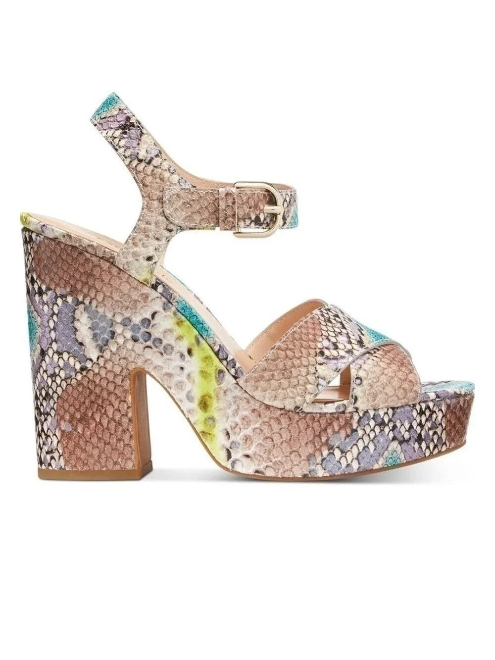 NIB-Kate Spade New York Women's Grace Platform Leather Sandals Lemon Sorbet